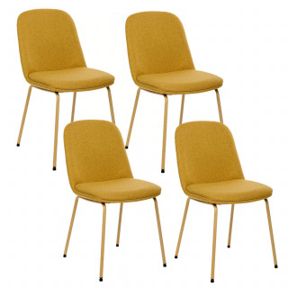 Lot de 4 chaises en tissu et pieds métal NEORA - Ocre et bois
