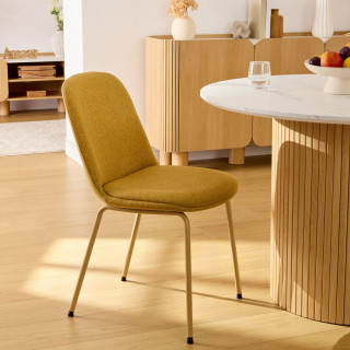 Lot de 4 chaises en tissu et pieds métal NEORA - Ocre et bois