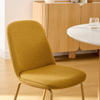 Lot de 4 chaises en tissu et pieds métal NEORA - Ocre et bois