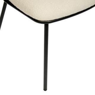 Lot de 2 chaises en tissu chenille et pieds métal ALBA - Ivoire et noir