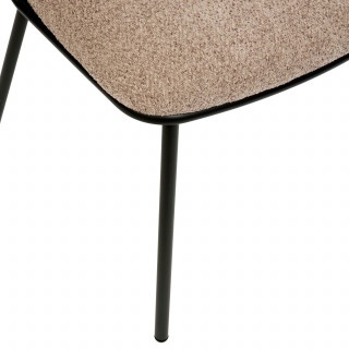Lot de 2 chaises en tissu chenille et pieds métal ALBA - Taupe et noir
