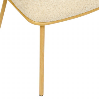 Lot de 2 chaises en tissu chenille et pieds métal ALBA - Beige et bois