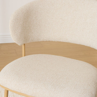 Lot de 2 chaises en tissu chenille et pieds métal ALBA - Beige et bois