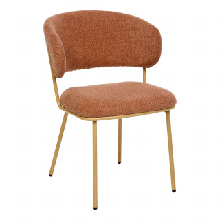 Lot de 2 chaises en tissu chenille et pieds métal ALBA - Terracotta et bois