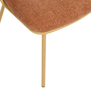 Lot de 2 chaises en tissu chenille et pieds métal ALBA - Terracotta et bois