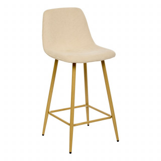 Lot de 4 tabourets de bar en velours côtelé ROKA - Beige