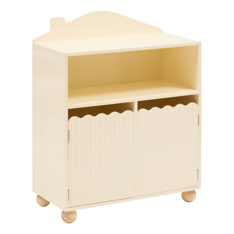 Bibliothèque enfant 2 portes et 1 niche BOULI - Beige