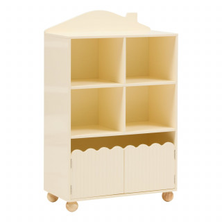Bibliothèque enfant 2 portes et 4 niches BOULI - Beige