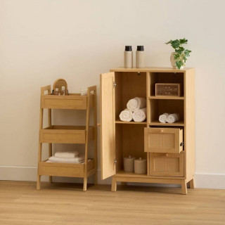 Meuble de rangement en rotin 2 tiroirs et 1 porte CANE - Marron
