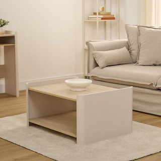 Table basse 2 étagères ROUNDY - Beige