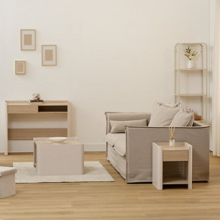 Table basse 2 étagères ROUNDY - Beige