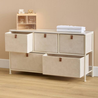 Commode basse 5 tiroirs TISSA - Beige