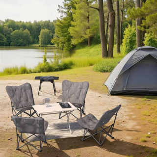 Fauteuil de camping pliant matelassé - Gris