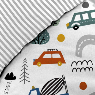 Parure de lit enfant PETIT BOLIDE - Coton 42 fils/cm² - 140 x 200 cm - Bleu