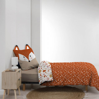 Parure de lit enfant réversible ROXY - Coton 42 fils/cm² - 140 x 200 cm - Marron
