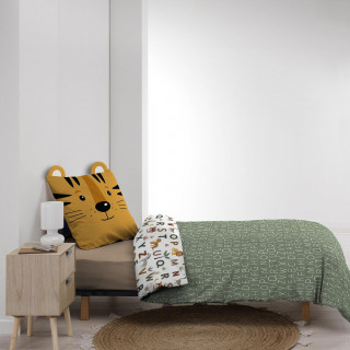 Parure de lit enfant réversible TIGRY - Coton 42 fils/cm² - 140 x 200 cm - Vert