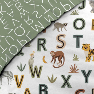 Parure de lit enfant réversible TIGRY - Coton 42 fils/cm² - 140 x 200 cm - Vert