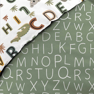 Parure de lit enfant réversible TIGRY - Coton 42 fils/cm² - 140 x 200 cm - Vert