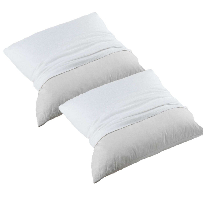 Lot de 2 - Protège oreiller - Molleton 100% coton - 65 x 65 cm - Blanc