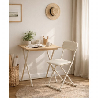 Chaise pliante en simili cuir - Beige