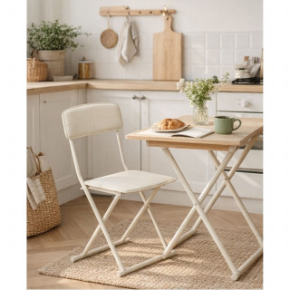 Chaise pliante en simili cuir - Beige