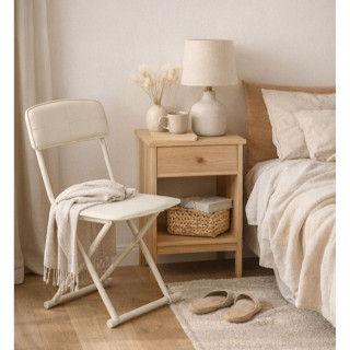 Chaise pliante en simili cuir - Beige