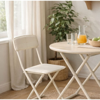 Lot de 4 chaises pliantes en simili cuir - Beige