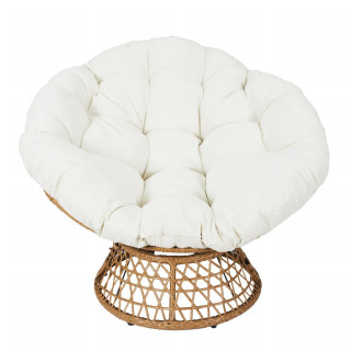 Fauteuil papasan avec assise pivotante CANCUN - Beige