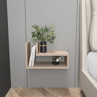 Table de chevet suspendue effet bois ISADORA - Marron