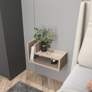 Table de chevet suspendue effet bois ISADORA - Marron