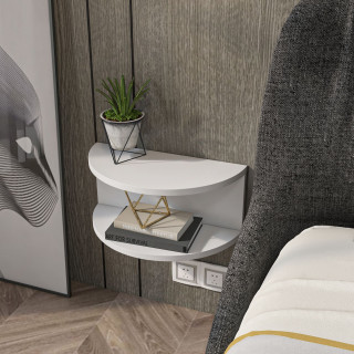 Table de chevet suspendue forme demi lune CAMELIA - Blanc