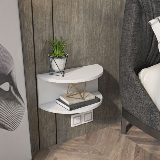 Table de chevet suspendue forme demi lune CAMELIA - Blanc