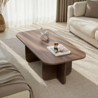 Table basse design effet bois foncé LEANDRO - Marron