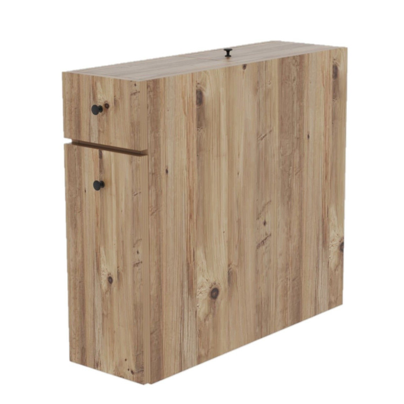 Rangement de salle de bain compact 2 tiroirs et une porte - Marron