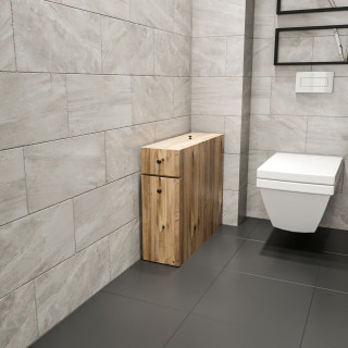 Rangement de salle de bain compact 2 tiroirs et une porte - Marron