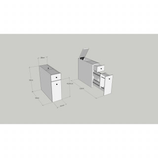 Rangement de salle de bain compact 2 tiroirs et une porte - Marron
