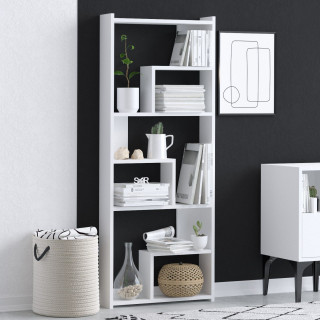 Bibliothèque 6 compartiments asymétriques VALENTINO - Blanc