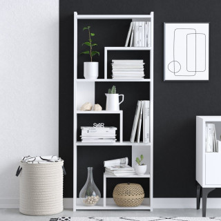 Bibliothèque 6 compartiments asymétriques VALENTINO - Blanc