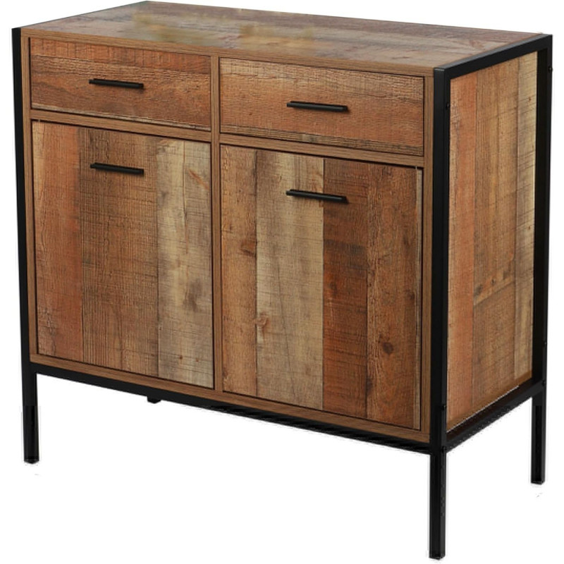 Commode Riverside - 2 tiroirs et 2 portes - Largeur 84 cm - Métal et Bois