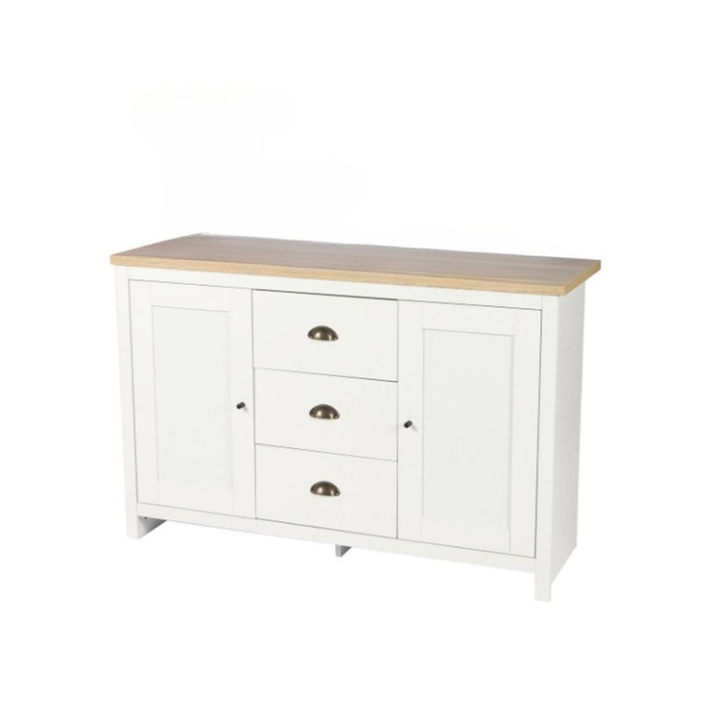 Buffet 2 portes et 3 tiroirs en bois HANOI - Blanc