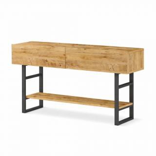 Console 2 niches fermées Soléa en bois - Beige et noir