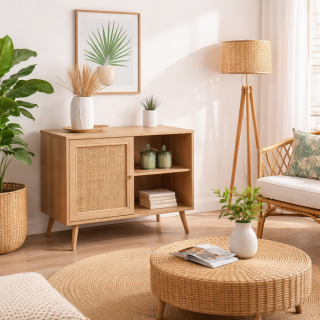 Commode 1 porte Bali en cannage
