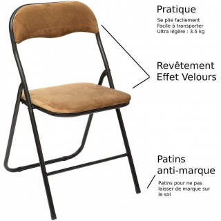 avantages de la chaise pliante effet velours ocre doré