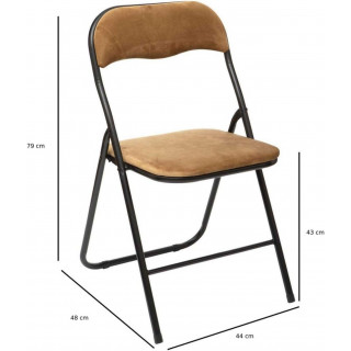dimensions de la chaise pliante effet velours ocre doré
