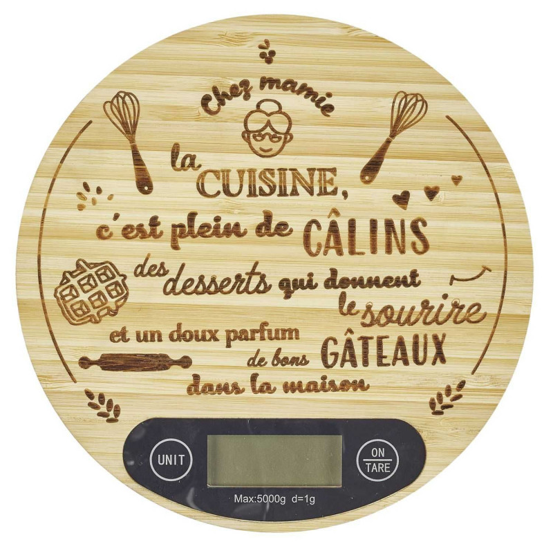 Balance de cuisine électronique en bois - Beige