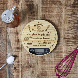 Balance de cuisine électronique en bois - Beige