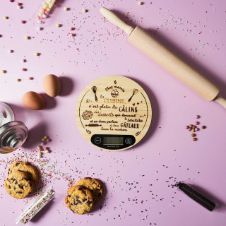 Balance de cuisine électronique en bois - Beige