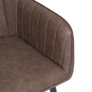 Lot de 2 fauteuils à diner effet cuir VISOCA - Marron
