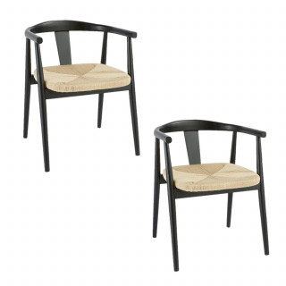 Lot de 2 fauteuils à dîner en bois YAMATO - Noir