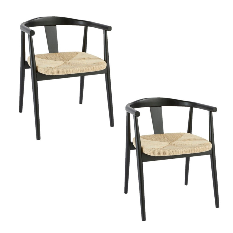 Lot de 2 fauteuils à dîner en bois YAMATO - Noir